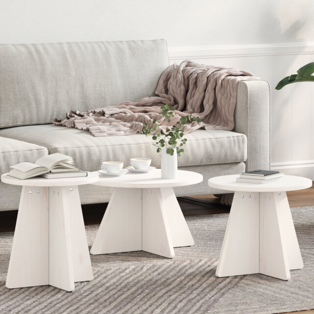 Coffee Table Round Living Room Wooden Rustic Accent Center Low