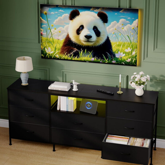 "Unfinished TV Stand for TVs up to 65"" with Fireplace Included"