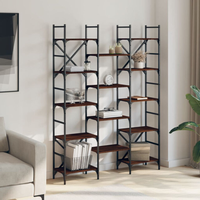 Aadrika 172.5cm H x 127.5cm W Steel Etagere Bookcase