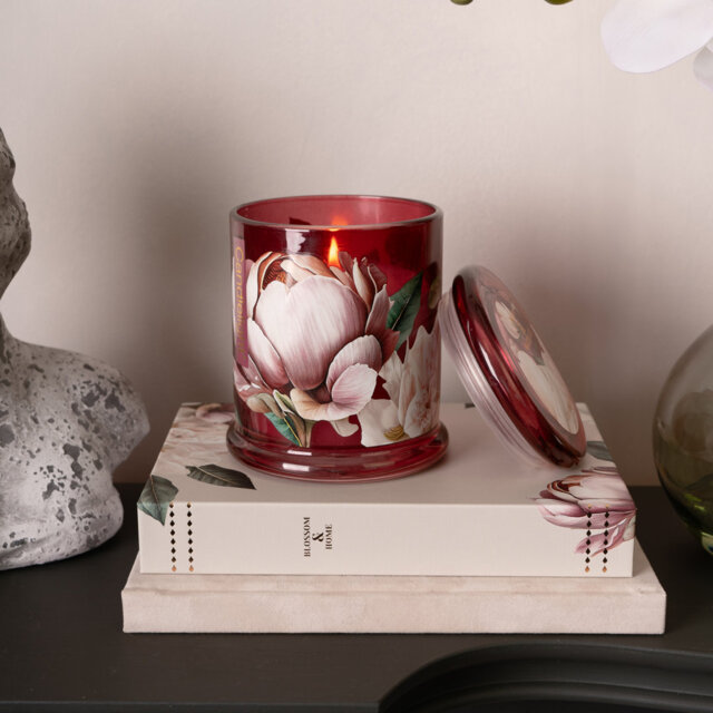 Plant / Floral Jar Candle with Glass Holder