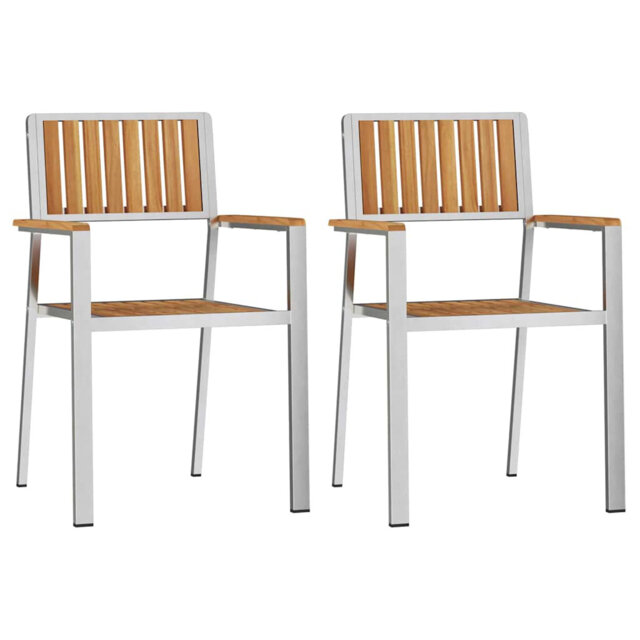 Garden Chair 2 Pcs Brown 56 X 54.5 X 87Cm Solid Teak Wood