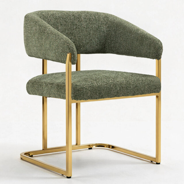 56CM Wide Modern Metal Frame Chenille Upholstered Armchair Dining chair