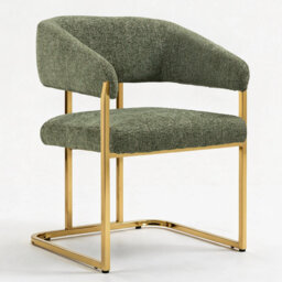 56CM Wide Modern Metal Frame Chenille Upholstered Armchair Dining chair