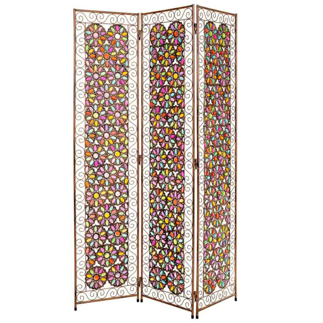 Avikal 120cm W x 172cm H 3 - Panel Metal Folding Room Divider