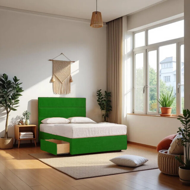 Upholstered Divan Bed with Mattress