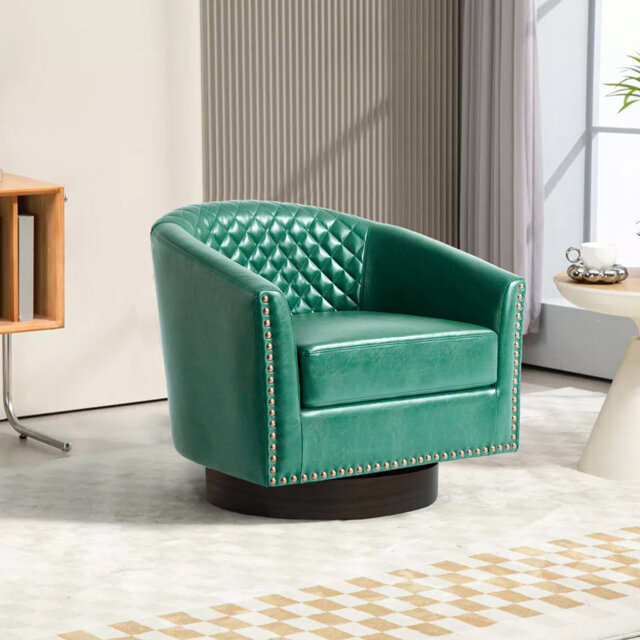 75.2Cm Wide Tufted Swivel Barrel Chair