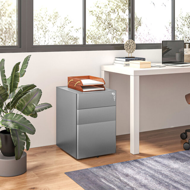 Tukgahgo 39cm Wide 3 -Drawer Mobile Steel File Cabinet