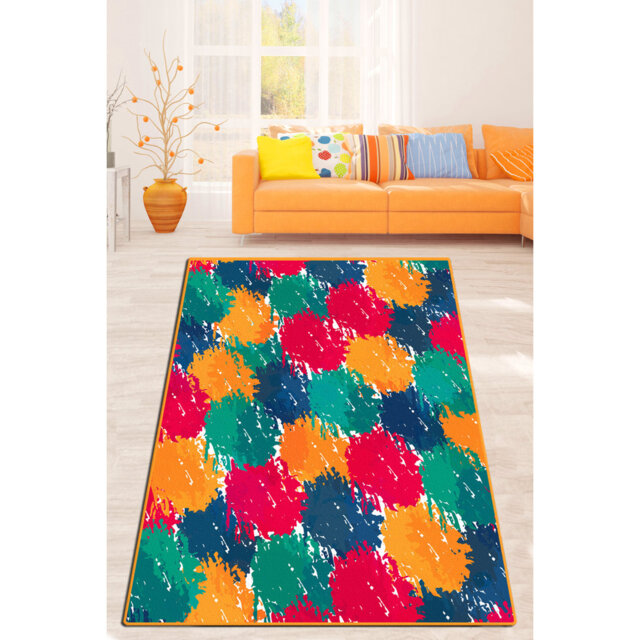 Kass Colores Pompons Shaggy Orange/Green/Blue Rug