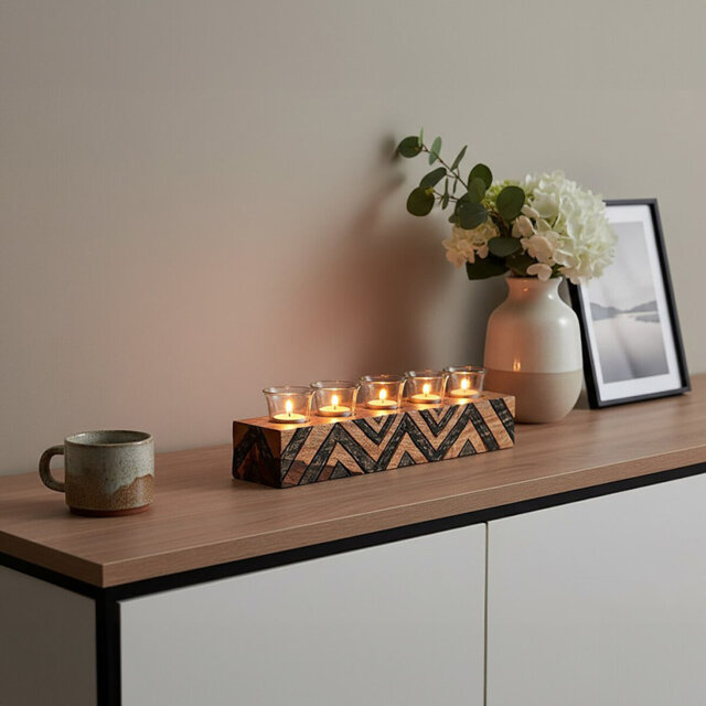 Wood Tabletop Tealight Holder