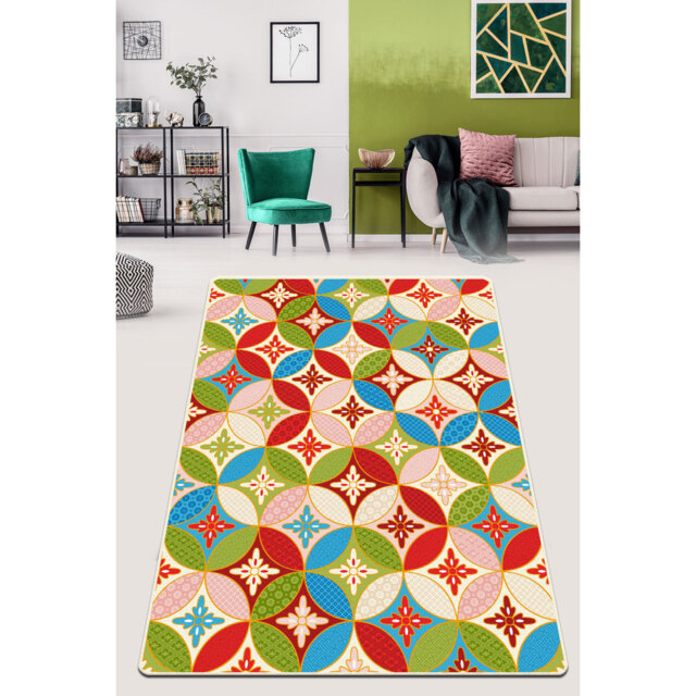 Sheehan Ornamenti Shaggy Red/Green/Blue/White Rug
