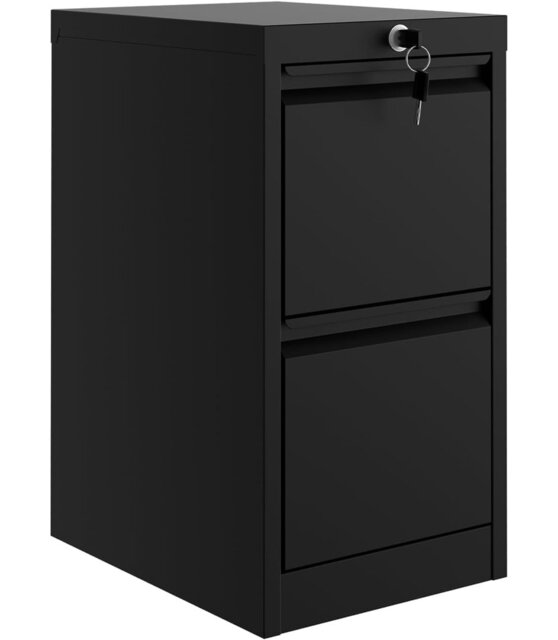 File Cabinets, Lockable 3-Drawers Black Metal Storage Cabinets for Home Office to Hanging Files Letter/Legal/f4/a4 Size