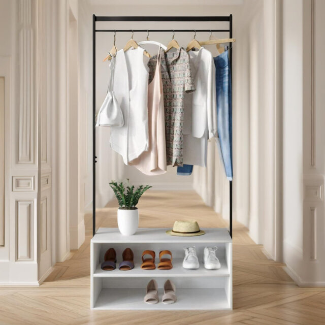Bartoe Freestanding Garment Rack Clothes Organiser Shoe Storage Bedroom Furniture