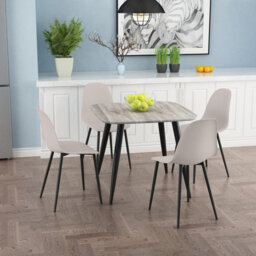 Aspen 5-Piece Casual Dining Set - Compact Square Table & 4 Curved Plastic Chairs