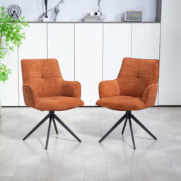 360° Swivel Dining Chairs Set Of 2, Modern Upholstered Armchairs With Ergonomic Back Support, Sturdy Metal Legs For Kitchen & Dining Room