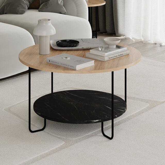 Corro Round Coffee Table with Storage Shelf