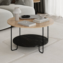 Corro Round Coffee Table with Storage Shelf