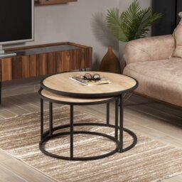 Tan 2 Piece Coffee Table Set