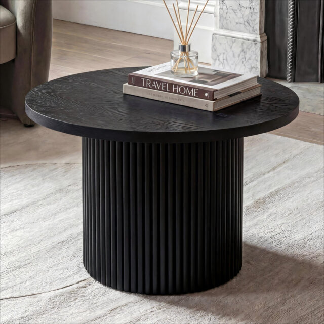 Charleily Solid Wood Coffee Table Pedestal Round Sofa Side Table