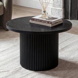 Charleily Solid Wood  Coffee Table Pedestal Round Sofa Side Table