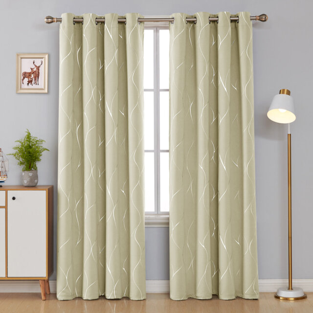 Seligman Wave Foil Printed Room Darkening Thermal Curtains