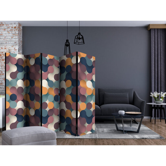 225cm W x 172cm H 5 - Panel One Sided Room Divider Folding Room Divider