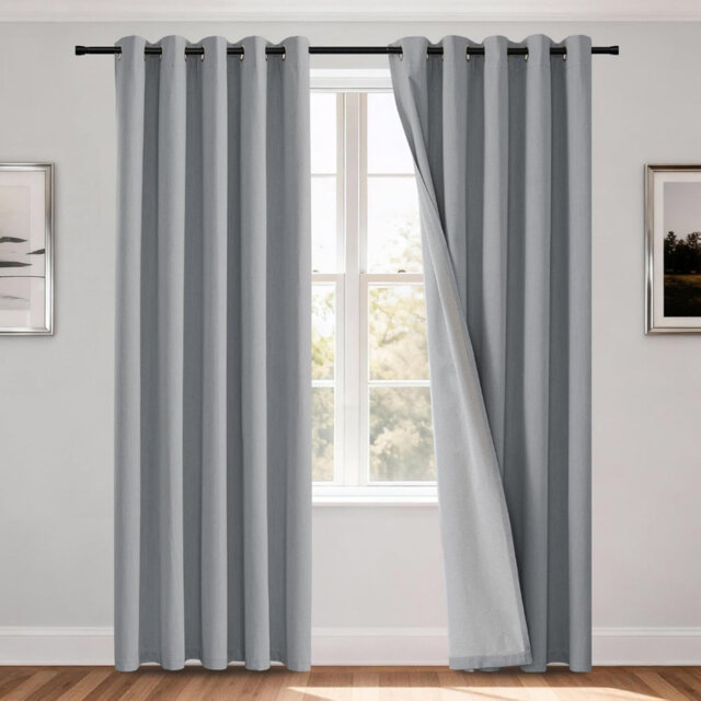 "Grey Blackout Curtains Thermal Vertical Blinds Curtains Eyelet Soundproof Window Treatment 66"" x 54"" Drop 2 Panels"