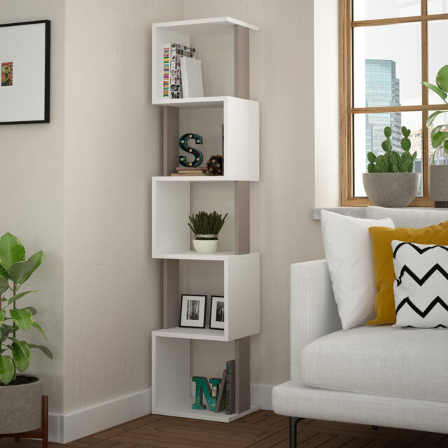 Chane Wall-Mounted Bookcase with 5 Shelves - Modern Storage Unit for Home or Office