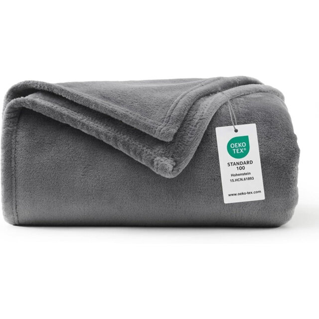Fleece Blanket Sofa Throw Grey 4Ft X 5Ft - Fluffy Soft Warm Versatile Blanket For Sofa/Couch/Bed Throw/Single Size Gray,130X150 Cm