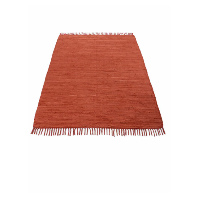 Chindi Uni Solid Colour Hand Crafted Hand Braided Orange Area Rug