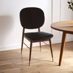 Jaron 46cm H Genuine Leather Upholstered Side Chair in Black