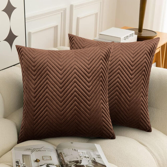 Luxury Embossed Velvet Cushion Cover Set Of 2 – 18X18 Inch Decorative Throw Pillow Covers For Sofa & Bed