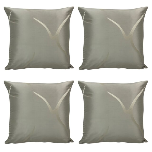 "SET OF 4 LUXURY Home Décor Beige Contempory Graffeti Cushion Covers 18X18"""