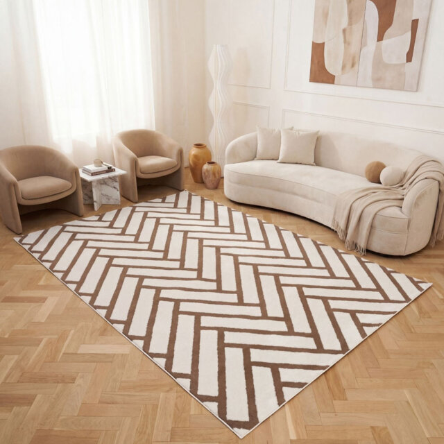 Loft Modern Chevron Living Room Area Rug and Runner Soft Pile