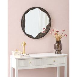 Solid Wood Round Floor Mirror