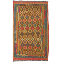 Handwoven Kilim Wool Red/Brown Rug