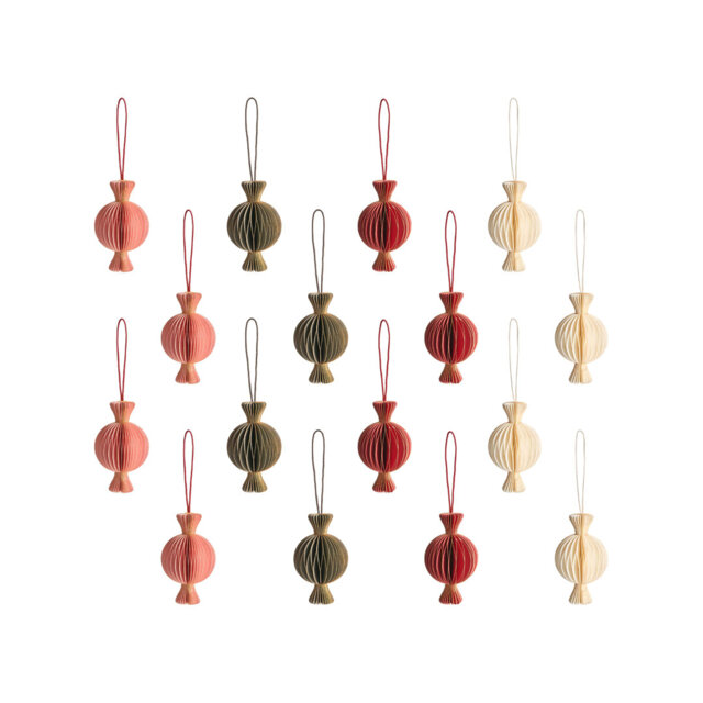 Set of 16 Christmas Tree Ornaments RAUMA Paper Multicolour