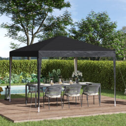 3x3m Height Adjustable Pop Up Gazebo, 210d Oxford Fabric Party Tent With Uv & Water Resistant Canopy, Steel Frame, Carry Bag, Black