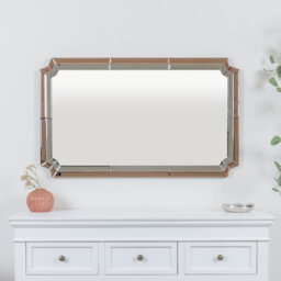 Rectangle Pink Glass Art Deco Wall Mirror 60Cm X 100Cm