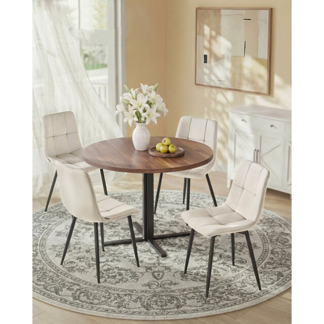 Velvet Dining Chairs, Upholstered Kitchen Chairs, Adjustable Feet, Modern Metal Frame, Supports Up To 120 Kg Each, For Kitchen Or Living Room, Set Of
