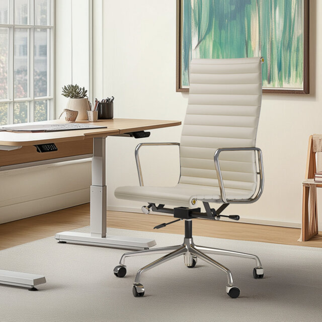 Mid-Back Or High Back Genuine Leather Conference Chair With Aluminium Base And Frame Office Chair