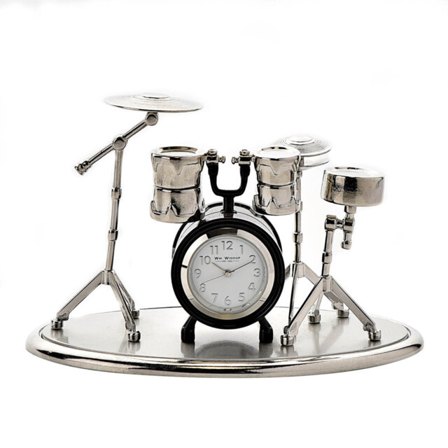 Analogue Metal Quartz Movement / Crystal Tabletop Clock in Beige/Silver