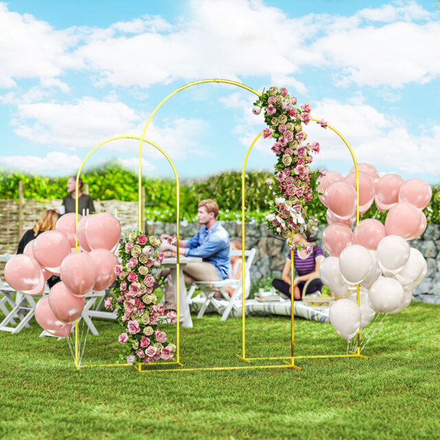 120cm W x 40cm D Metal Wedding Arch Frame Set in Gold