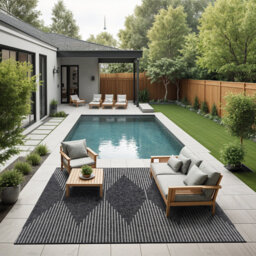 Marion Indoor & Outdoor Modern Boho Charcoal Rug