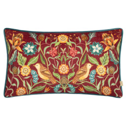 Hawthorn Floral Red Rectangular Cushion