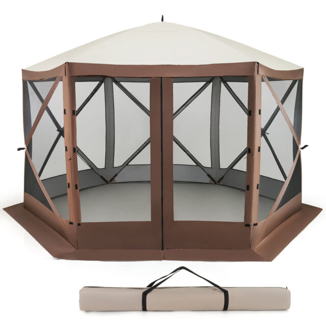 350 X 230 Cm Pop-Up Gazebo Tent Outdoor Canopy Sun Shelter-Coffee