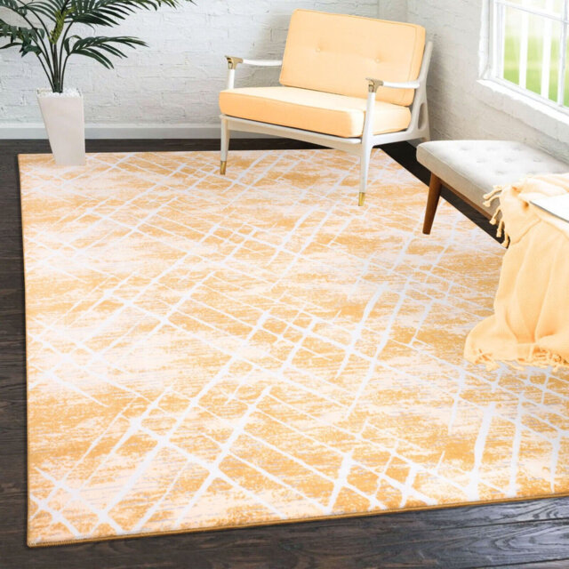 Luxury Machine Woven Yellow Rug