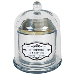 Juniper & Jasmine Scented Jar Candle with Glass Holder