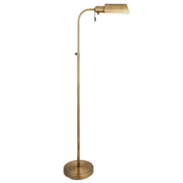 Pharmacy Reader Floor Lamp finished in Ant. Brass