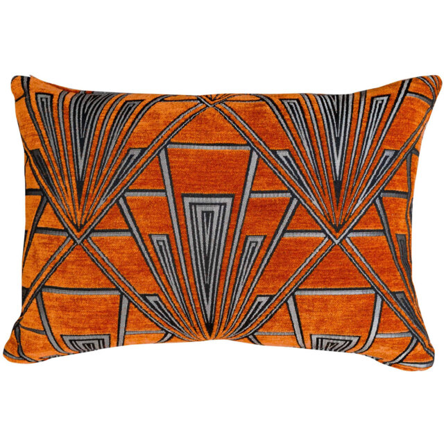 Art Deco Geometric Cushion in Burnt Orange