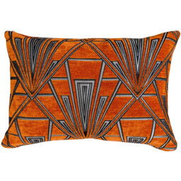 Art Deco Geometric Cushion in Burnt Orange